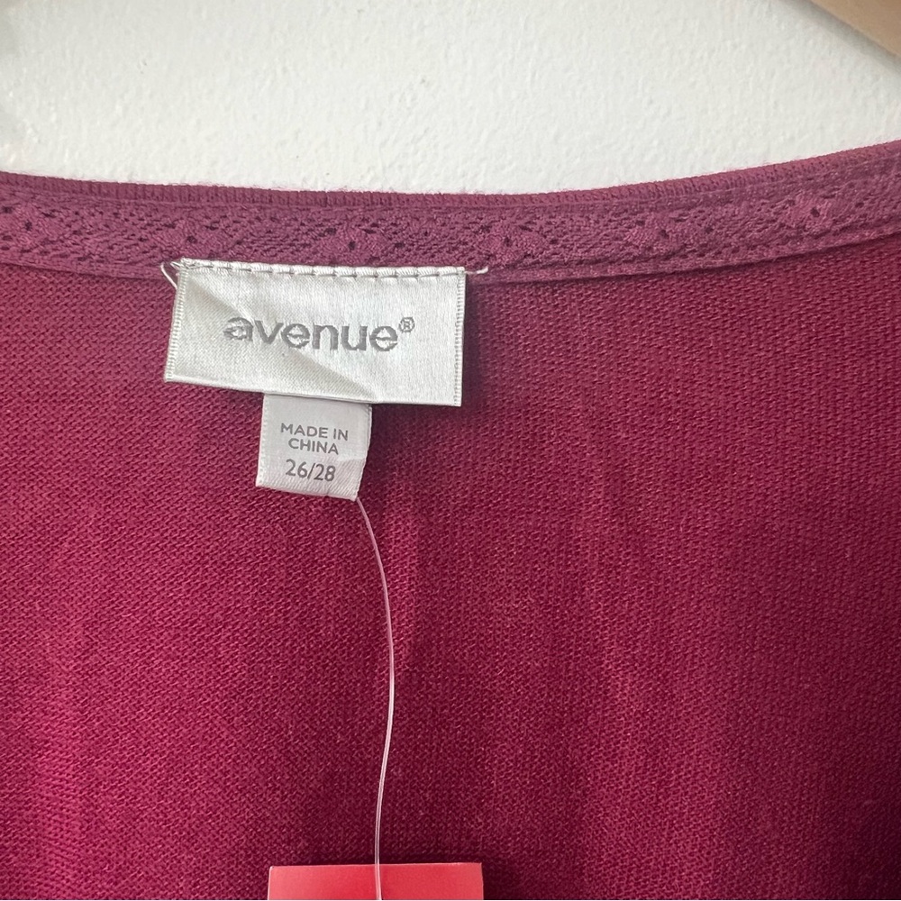 Avenue NWT Burgundy Red Velvet Long Sleeve Fairy Goth Witch Top - Picture 3 of 9